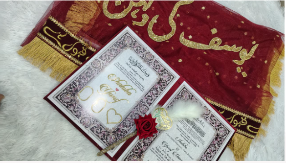 Nikah Nama with Pen Dupatta ( Combo of 3) | Nikah Accessories